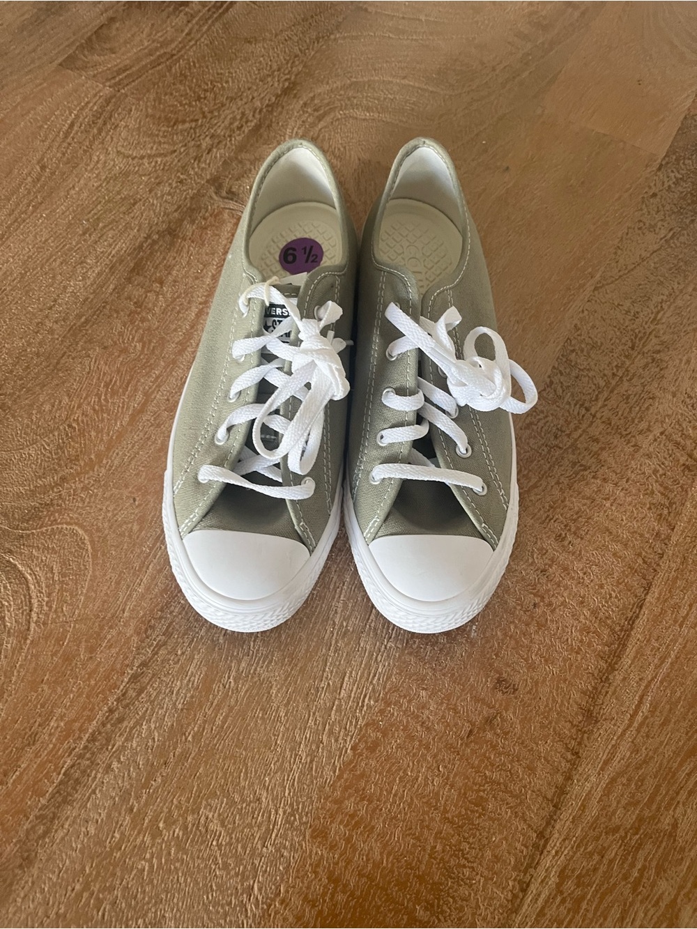 Converse Low Top Sneakers in Olive Green and White